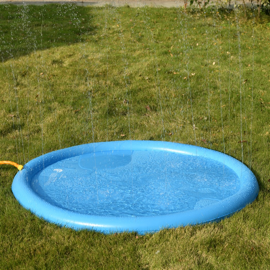 Furry Best Friends Round Pet Pool With Sprinkler Blue Medium 150cm Diameter