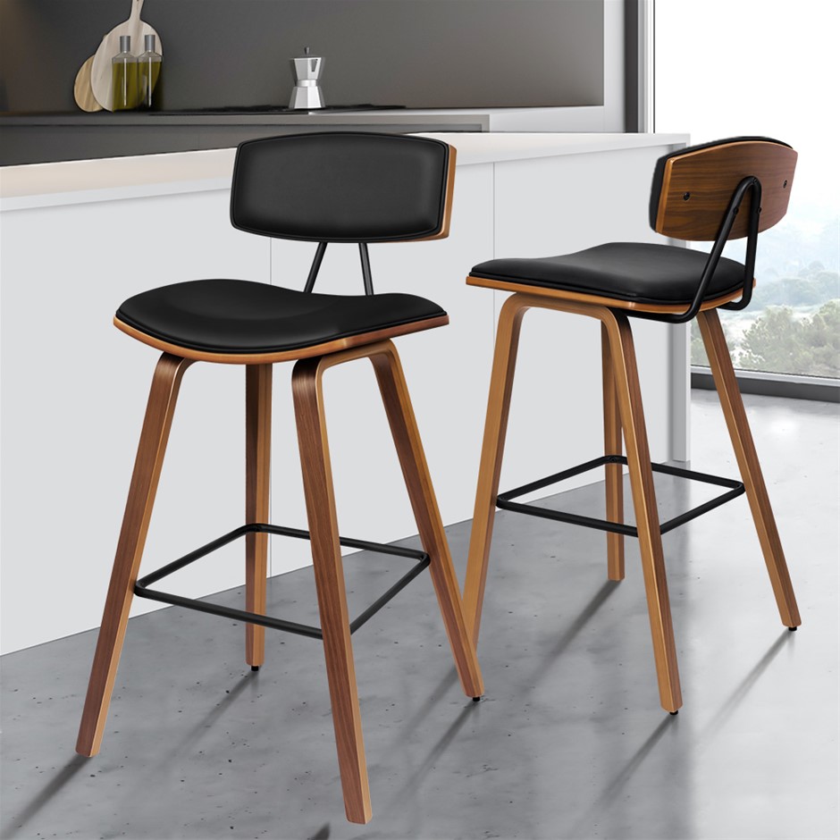 Black 2x Wooden Bar Stools Breakfast Kitchen Island Counter Dining Chair Black 
