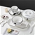 SOGA White Antler Printed Ceramic Dinnerware Set Crockery Set of 34
