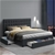 Artiss King Size Fabric Bed Frame Headboard with Drawers - Charcoal