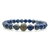 Unisex 8mm Lapis Lazuli & Golden Rhinestone Beaded Gemstone Bracelet