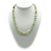 Light Green Flower Jade & Gold Plated Rhinestone Gemstones Beaded Necklace