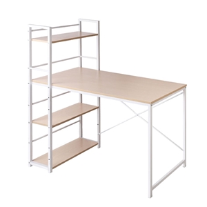 Artiss Metal Desk with Shelves - White w