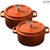 SOGA 2X Cast Iron 24cm Enamel Porcelain Stewpot Casserole Stew W/ Lid