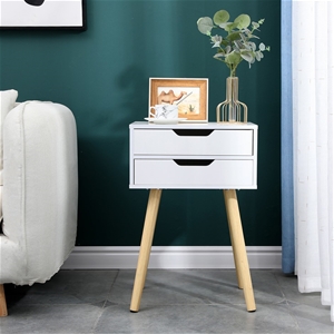 Wooden Bedside Table 2 Drawers Cabinet S
