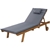 Gardeon Sun Lounge Wooden Outdoor Furniture Day Bed Wheel Patio Grey