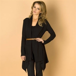 ClubL Womens Belted Crinkle Cardigan