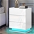 Bedside Table RGB LED Nightstand 3 Drawers High Gloss White ALFORDSON