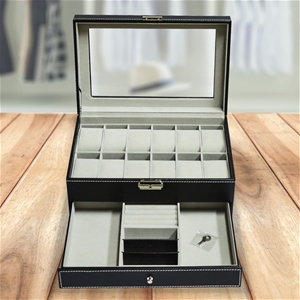 12 Grids Watch Display Case Leather jewe