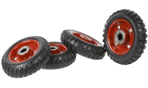 4 x Solid Rubber Wheels 150mm, 18mm Cent