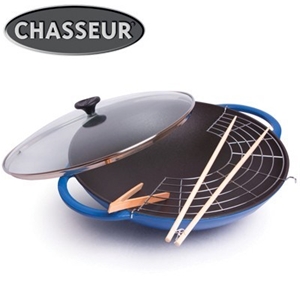 36cm Chasseur Cast Iron Wok with Lid - S