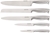 STANLEY ROGERS 6-Piece Knife Block and Knife Set, Steel and White. NB: Incl