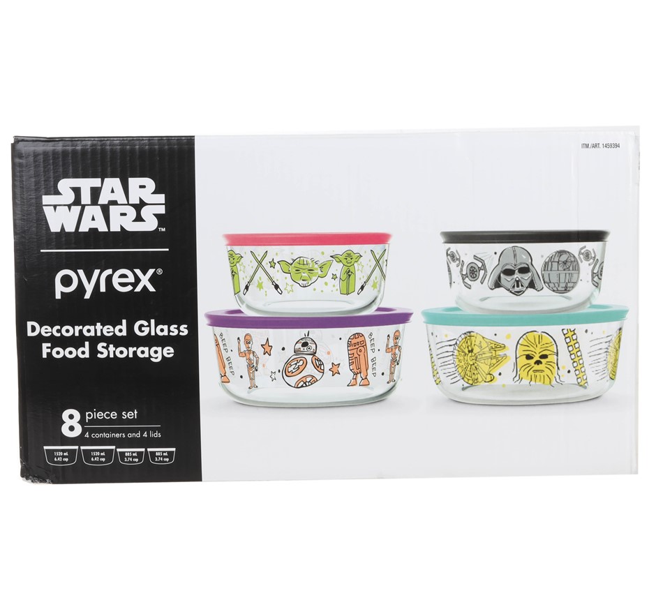 PYREX 8pc STAR WARS Decorated Glass Food Storage Set. NB: 1x Big