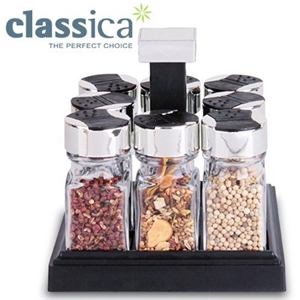 Classica 8 Pc Glass Spice Jar Set w/ Rot