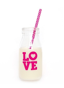 Pink Love Glass Bottle