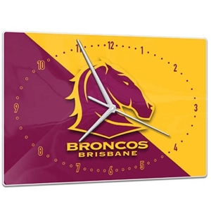 Brisbane Broncos Team Glass Clock