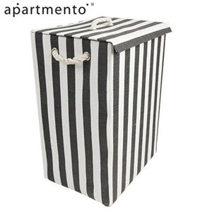 Apartmento Striped Laundry Basket - Blac