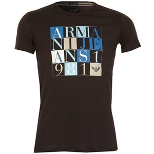 Armani Mens Square Logo Crew T-Shirt