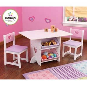 KidKraft Heart Table with Storage and 2 