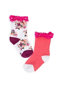 Pumpkin Patch 2Pk Flower And Lace Sock
