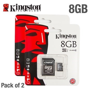 2 x 8GB Kingston microSDHC Memory Card &
