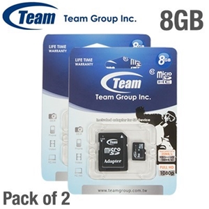 2-Pack 8GB Team Group Micro SDHC Memory 