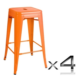 4x Replica Tolix Bar Stool 66cm - Orange