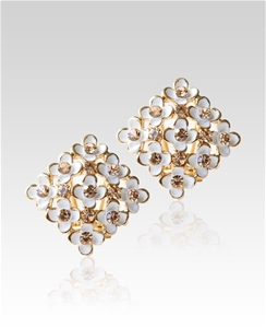 Niclaire Square Elegant Flower Earrings