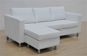 White PU Leather 3 Seater Sofa Lounge Co