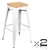 2 x Tolix Replica Metal Steel Bamboo Seat Bar stool 76 cm White