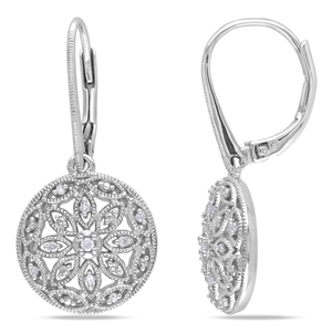 1/10 Carat Diamond LeverBack Earrings in