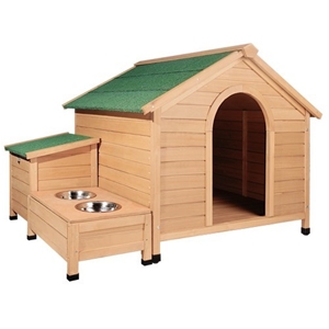 Extra Large Timber Dog Kennel W/ Bowls