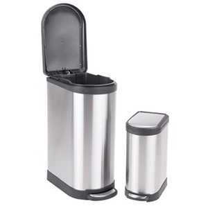 Set of 2 Stainless Steel Pedal Bins - 40