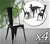 Set of 4 Tolix-Style Dining Chair - Gloss Black
