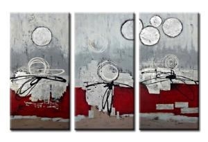 Painting On Canvas Abstract Red & Silver