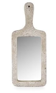 Raw Natural Ceramic Wall Mirror w/Handle