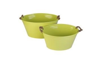 Metal Ice Bucket with RopeSet of 2-Grn