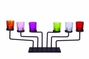 Metal 6 Glass Candle Holder-Multi